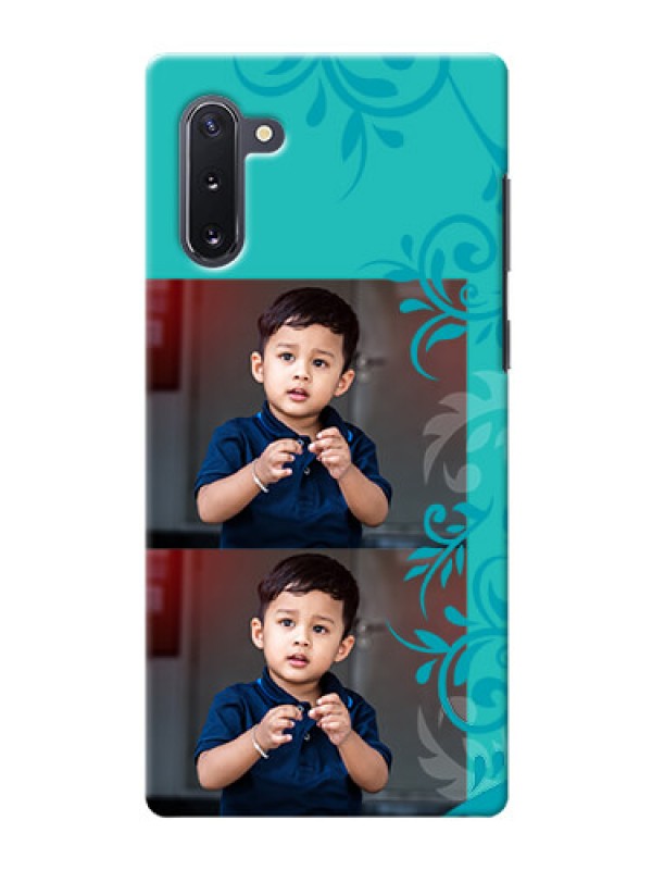 Custom Galaxy Note 10 Mobile Cases with Photo and Green Floral Design 