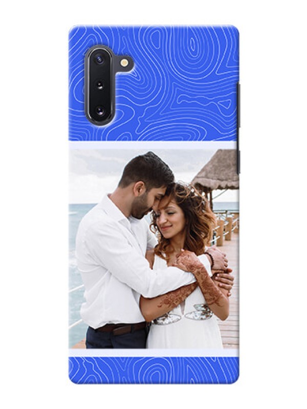 Custom Galaxy Note 10 Mobile Back Covers: Curved line art with blue and white Design