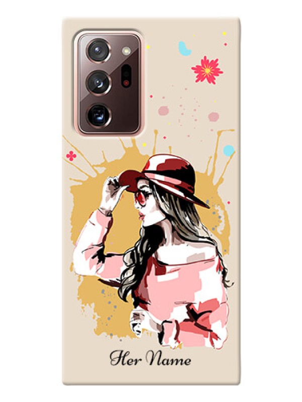 Custom Galaxy Note 20 Ultra Back Covers: Women with pink hat  Design