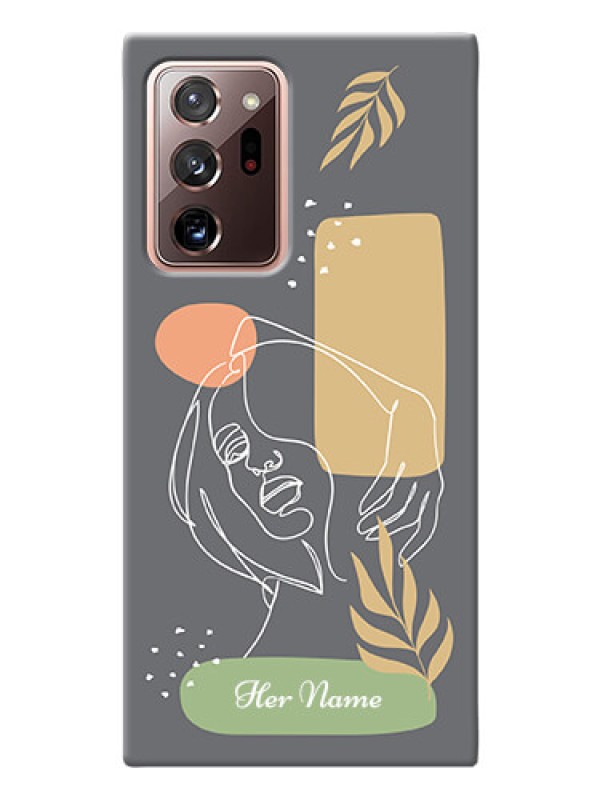 Custom Galaxy Note 20 Ultra Phone Back Covers: Gazing Woman line art Design
