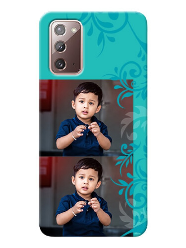 Custom Galaxy Note 20 Mobile Cases with Photo and Green Floral Design 