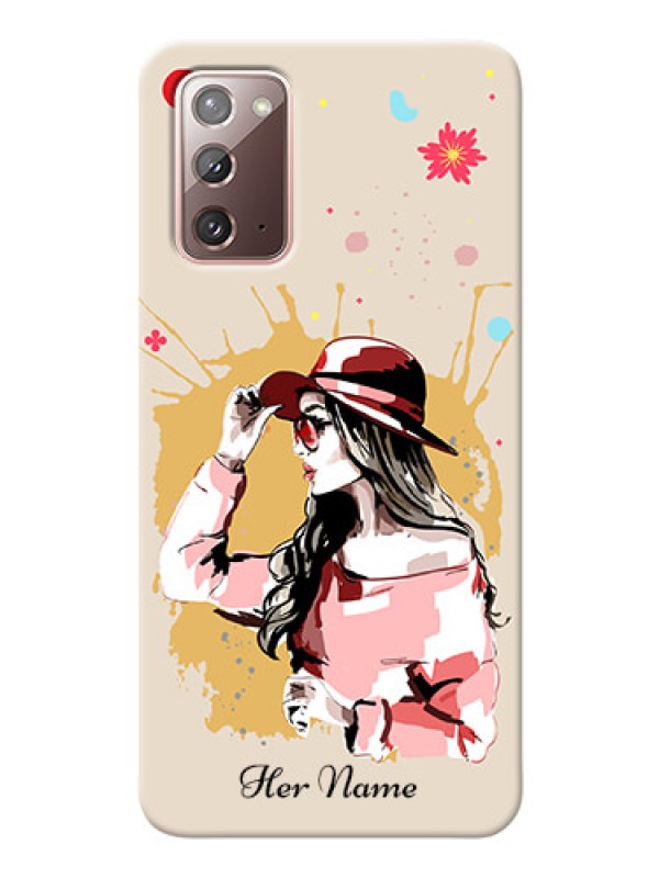 Custom Galaxy Note 20 Back Covers: Women with pink hat  Design