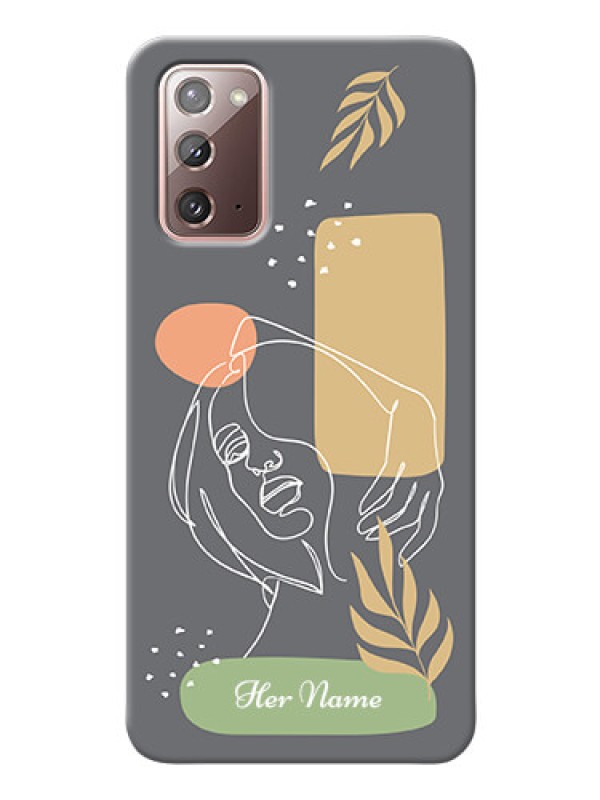 Custom Galaxy Note 20 Phone Back Covers: Gazing Woman line art Design