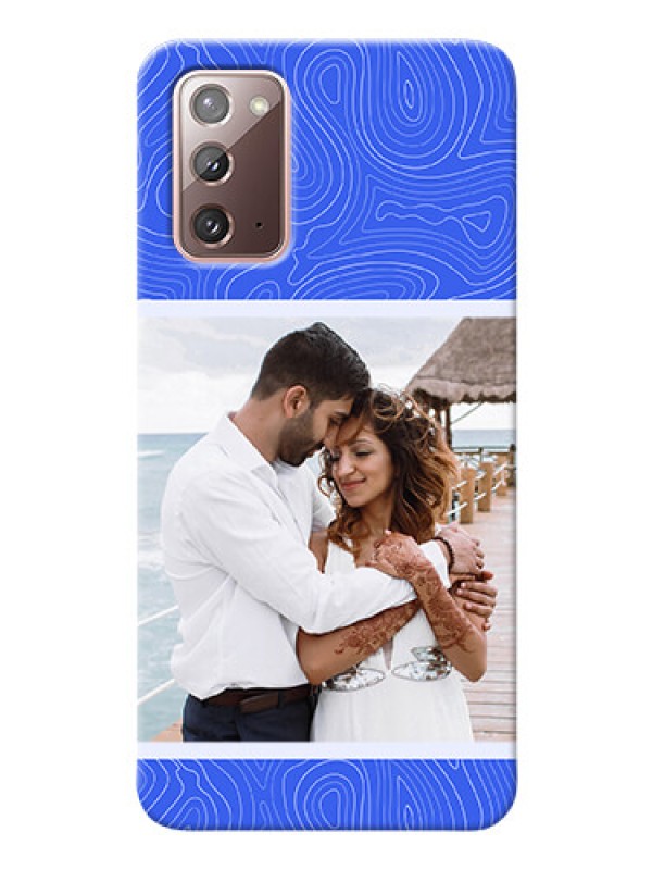 Custom Galaxy Note 20 Mobile Back Covers: Curved line art with blue and white Design