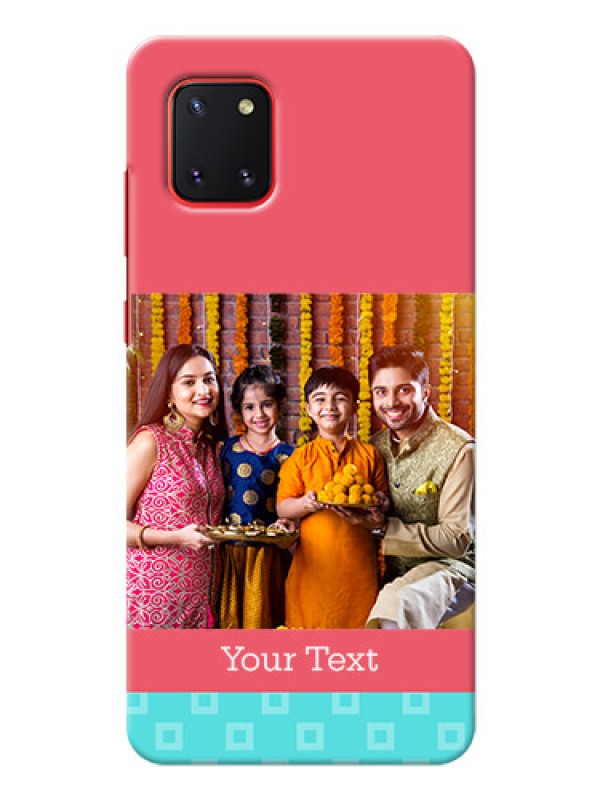 Custom Galaxy Note 10 Lite Mobile Back Covers: Peach & Blue Color Design