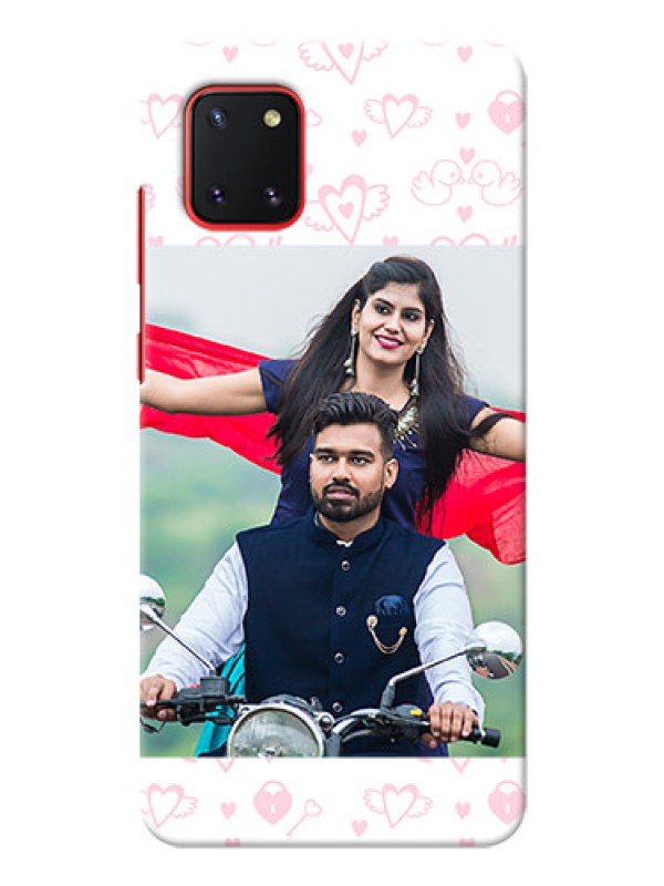 Custom Galaxy Note 10 Lite personalized phone covers: Pink Flying Heart Design