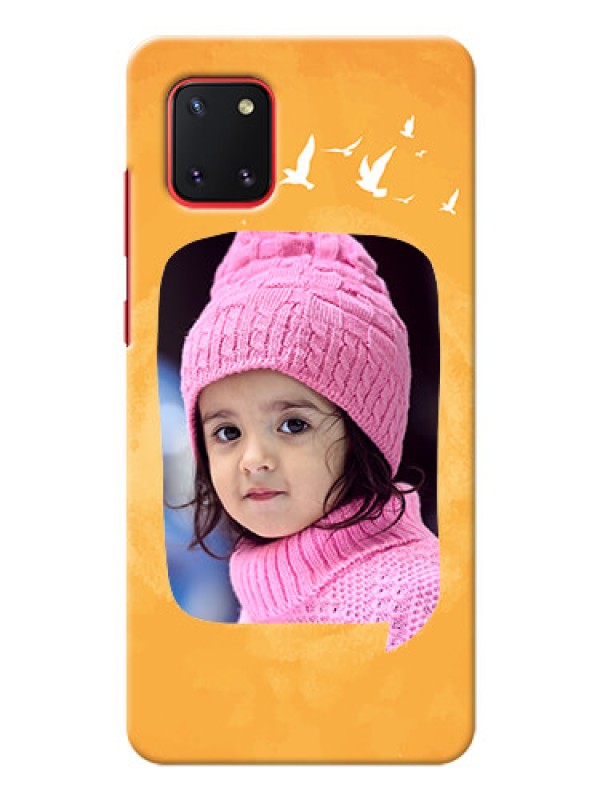 Custom Galaxy Note 10 Lite Phone Covers: Water Color Design with Bird Icons