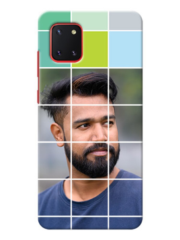 Custom Galaxy Note 10 Lite personalised phone covers with white box pattern 