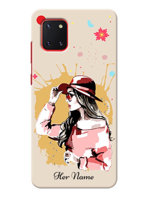 Custom Galaxy Note10 Lite Back Covers: Women with pink hat  Design