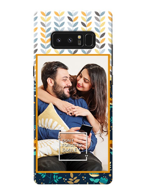 Custom Samsung Galaxy Note8 seamless and floral pattern design with smile quote Design