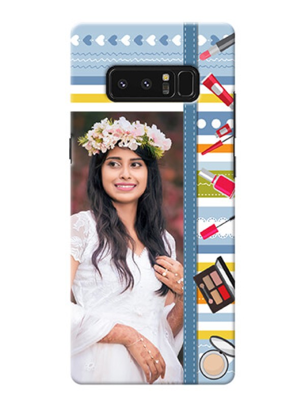 Custom Samsung Galaxy Note8 hand drawn backdrop with makeup icons Design
