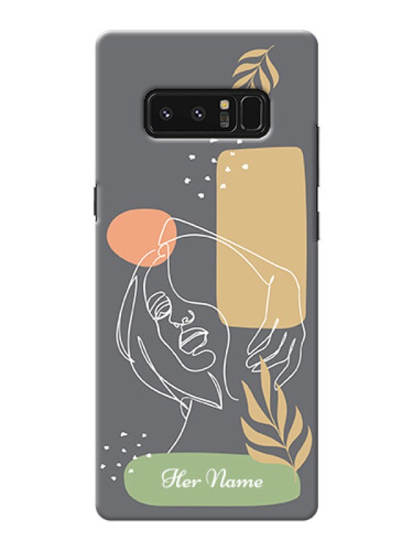 Custom Galaxy Note8 Phone Back Covers: Gazing Woman line art Design
