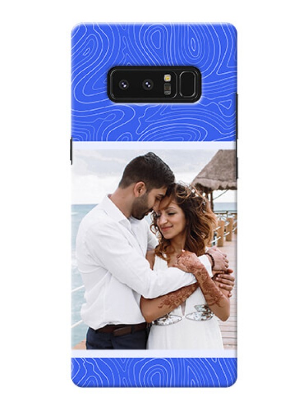 Custom Galaxy Note8 Mobile Back Covers: Curved line art with blue and white Design