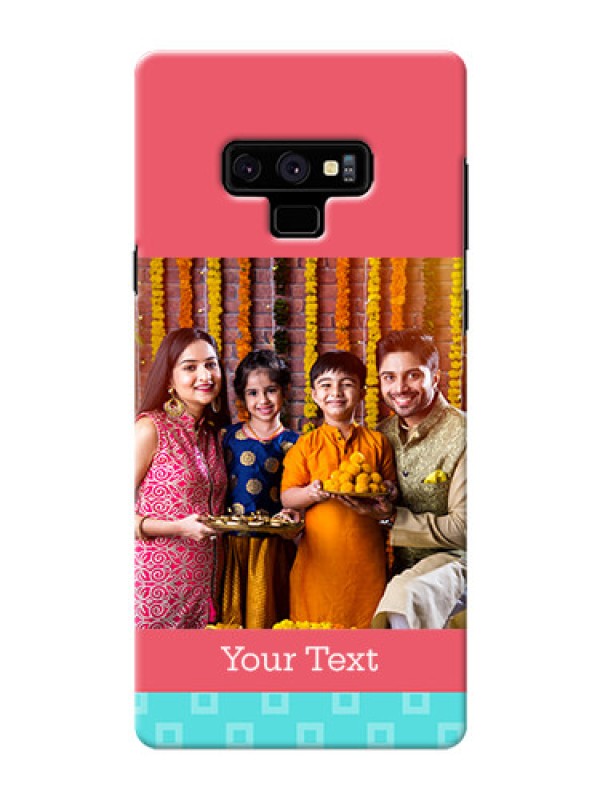 Custom Samsung Galaxy Note 9 Mobile Back Covers: Peach & Blue Color Design