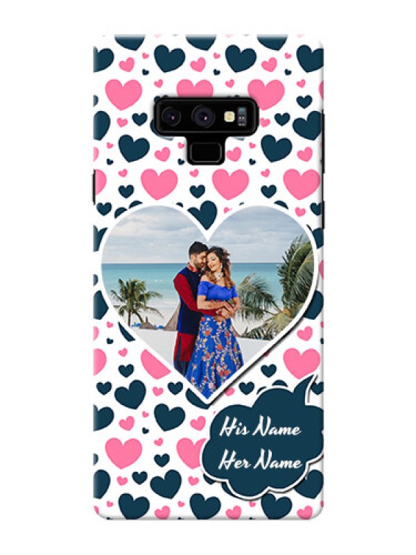 Custom Samsung Galaxy Note 9 Mobile Covers Online: Pink & Blue Heart Design