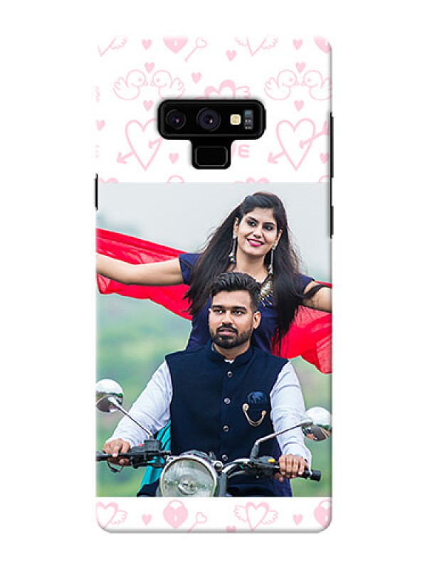 Custom Samsung Galaxy Note 9 personalized phone covers: Pink Flying Heart Design