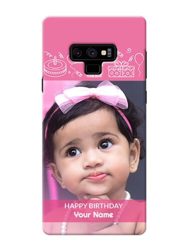 Custom Samsung Galaxy Note 9 Custom Mobile Cover with Birthday Line Art Design