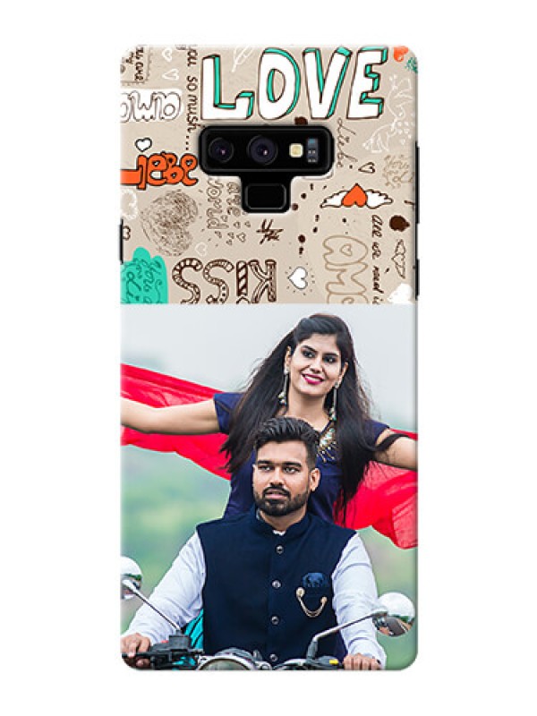 Custom Samsung Galaxy Note 9 Personalised mobile covers: Love Doodle Pattern 