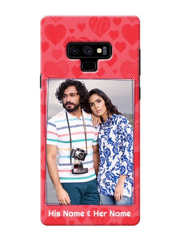 Custom Samsung Galaxy Note 9 Mobile Back Covers: with Red Heart Symbols Design