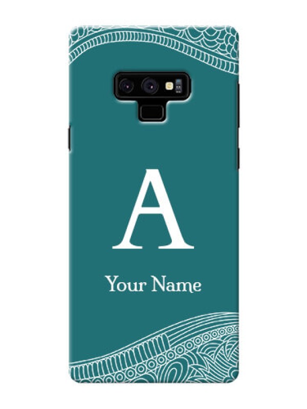 Custom Galaxy Note9 Mobile Back Covers: line art pattern with custom name Design