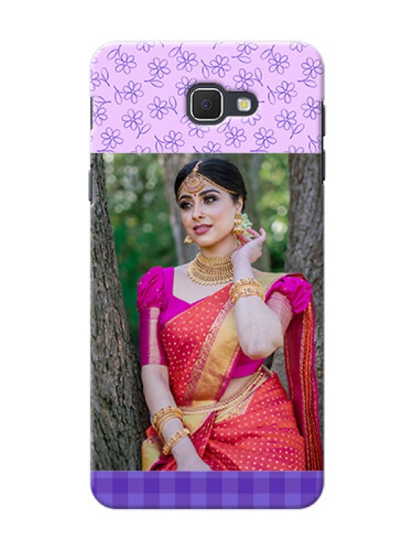 Custom Samsung Galaxy On5 (2016) Floral Design Purple Pattern Mobile Cover Design