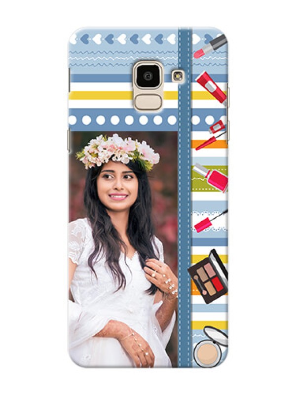 Custom Samsung Galaxy On6 (2018) hand drawn backdrop with makeup icons Design