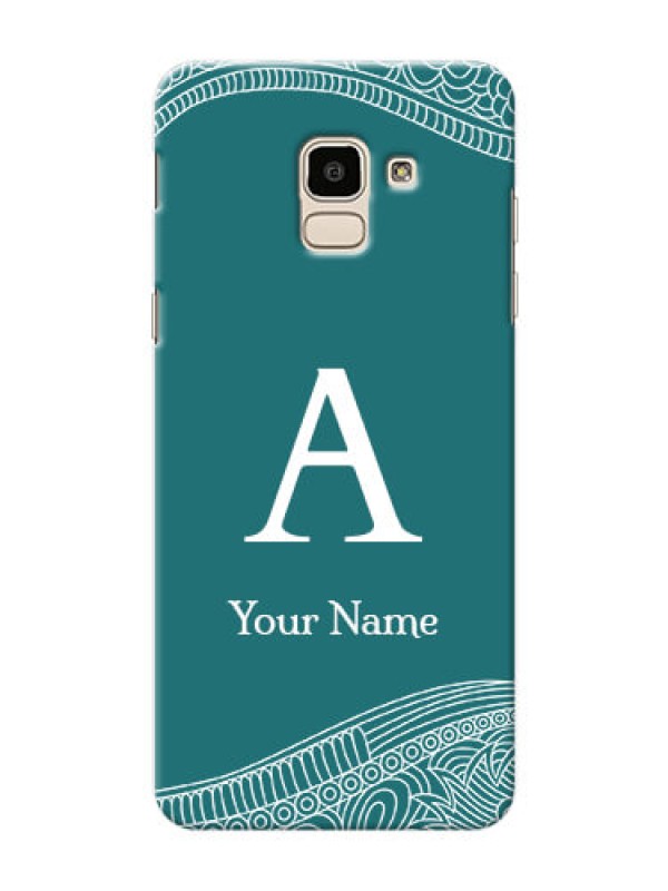 Custom Galaxy On6 2018 Mobile Back Covers: line art pattern with custom name Design