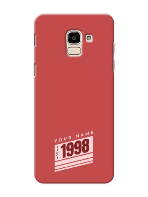 Custom Galaxy On6 2018 Phone Back Covers: Red custom year of birth Design
