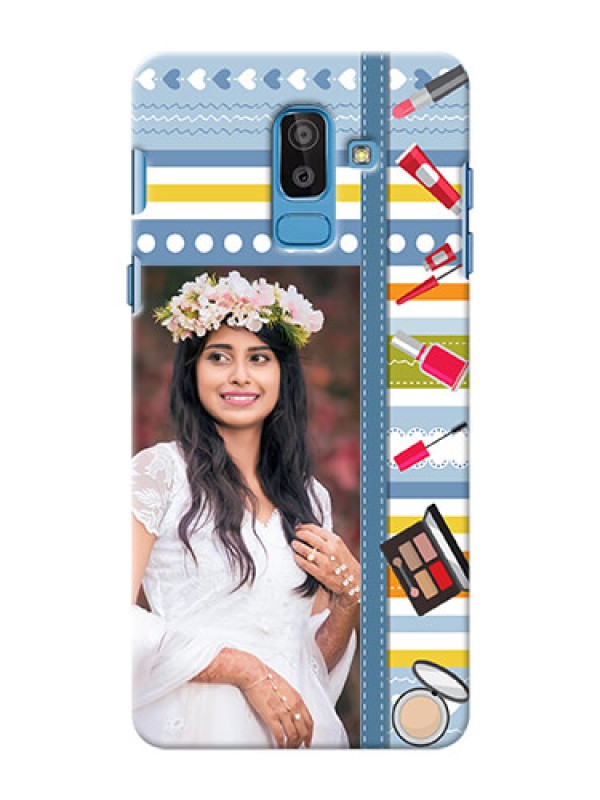Custom Samsung Galaxy On8 (2018) hand drawn backdrop with makeup icons Design