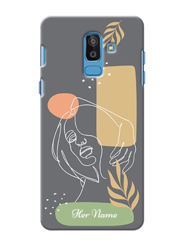 Custom Galaxy On8 2018 Phone Back Covers: Gazing Woman line art Design