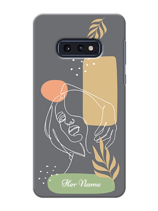 Custom Galaxy S10 E Phone Back Covers: Gazing Woman line art Design