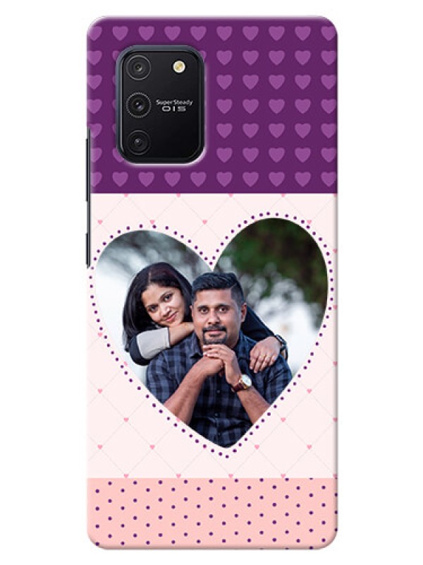 Custom Galaxy S10 Lite Mobile Back Covers: Violet Love Dots Design