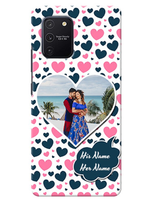 Custom Galaxy S10 Lite Mobile Covers Online: Pink & Blue Heart Design