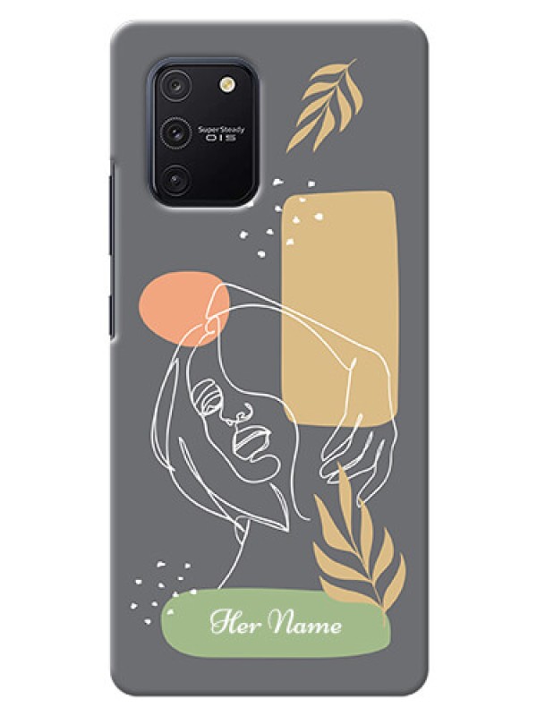 Custom Galaxy S10 Lite Phone Back Covers: Gazing Woman line art Design