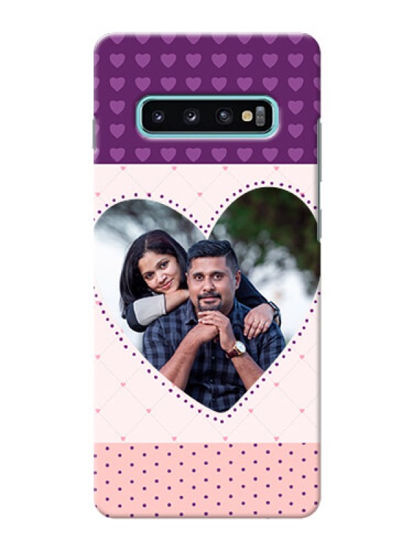 Custom Samsung Galaxy S10 Plus Mobile Back Covers: Violet Love Dots Design