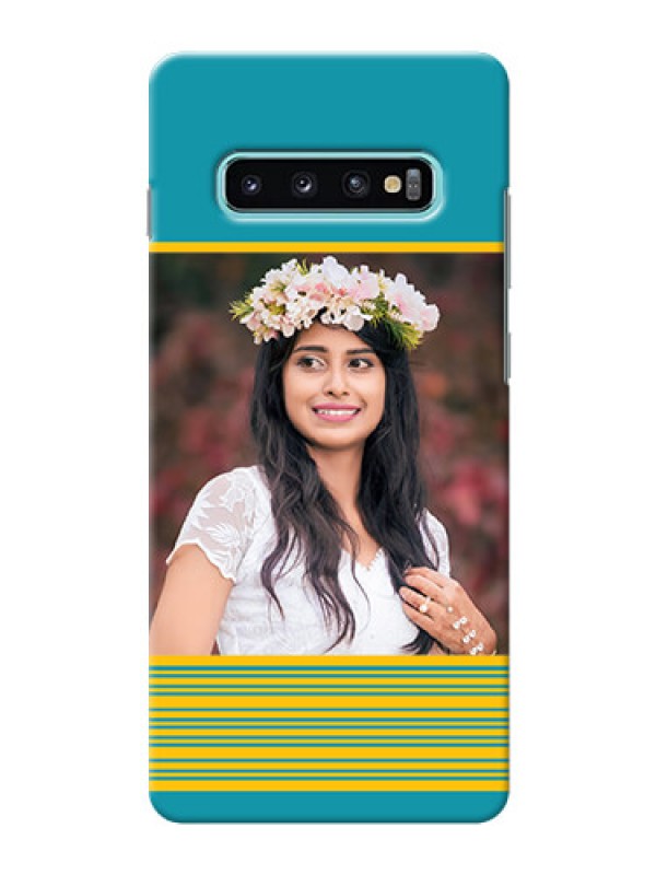 Custom Samsung Galaxy S10 Plus personalized phone covers: Yellow & Blue Design 