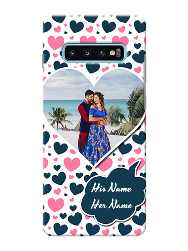 Custom Samsung Galaxy S10 Plus Mobile Covers Online: Pink & Blue Heart Design