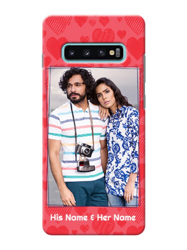 Custom Samsung Galaxy S10 Plus Mobile Back Covers: with Red Heart Symbols Design