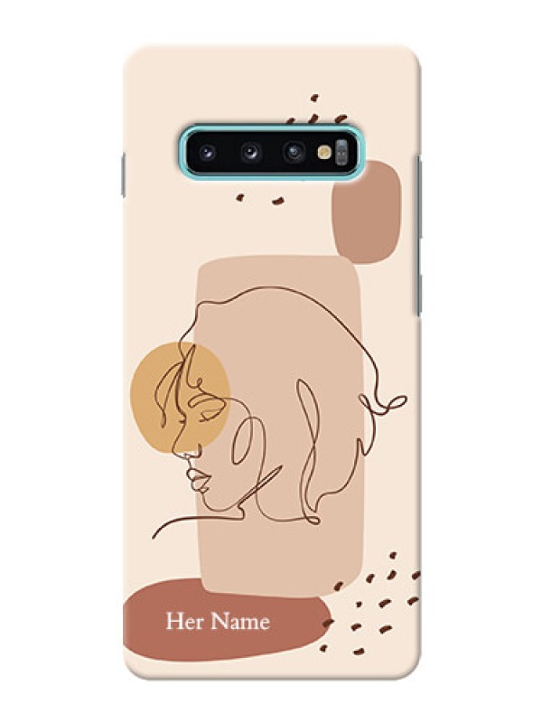 Custom Galaxy S10 Plus Custom Phone Covers: Calm Woman line art Design
