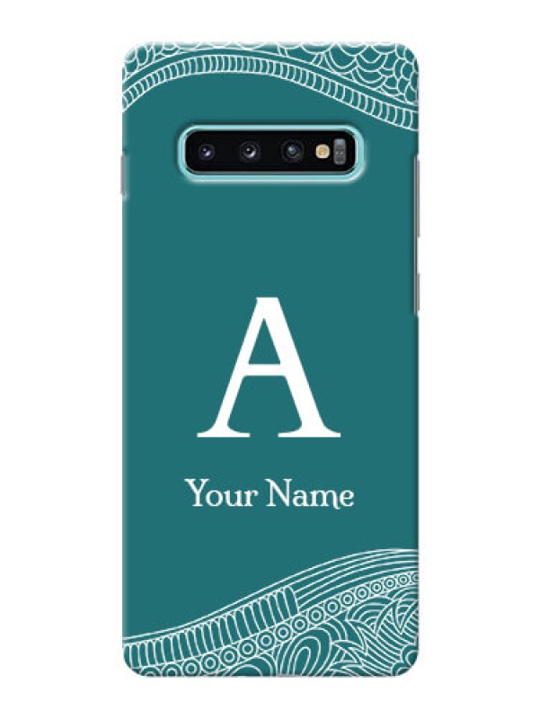 Custom Galaxy S10 Plus Mobile Back Covers: line art pattern with custom name Design