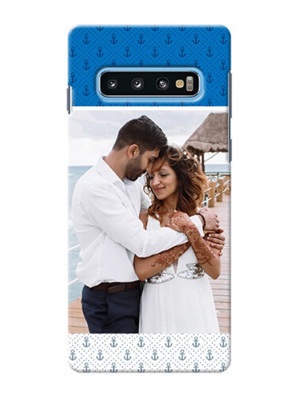 Custom Samsung Galaxy S10 Mobile Phone Covers: Blue Anchors Design