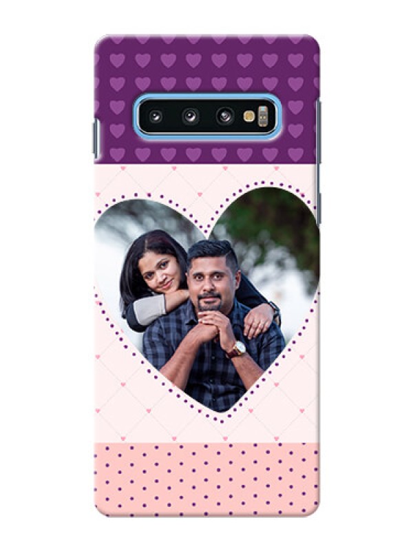Custom Samsung Galaxy S10 Mobile Back Covers: Violet Love Dots Design