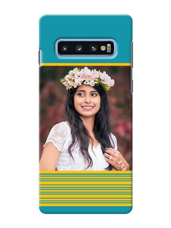 Custom Samsung Galaxy S10 personalized phone covers: Yellow & Blue Design 