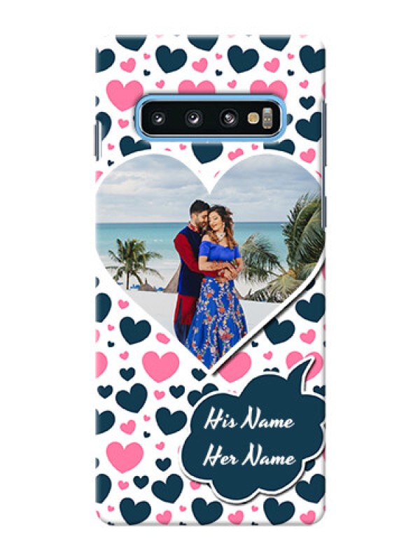 Custom Samsung Galaxy S10 Mobile Covers Online: Pink & Blue Heart Design