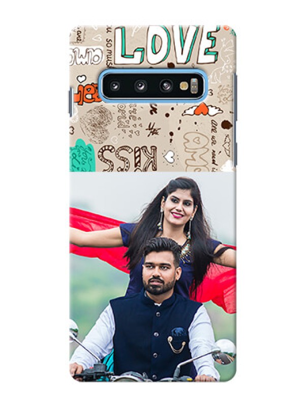 Custom Samsung Galaxy S10 Personalised mobile covers: Love Doodle Pattern 
