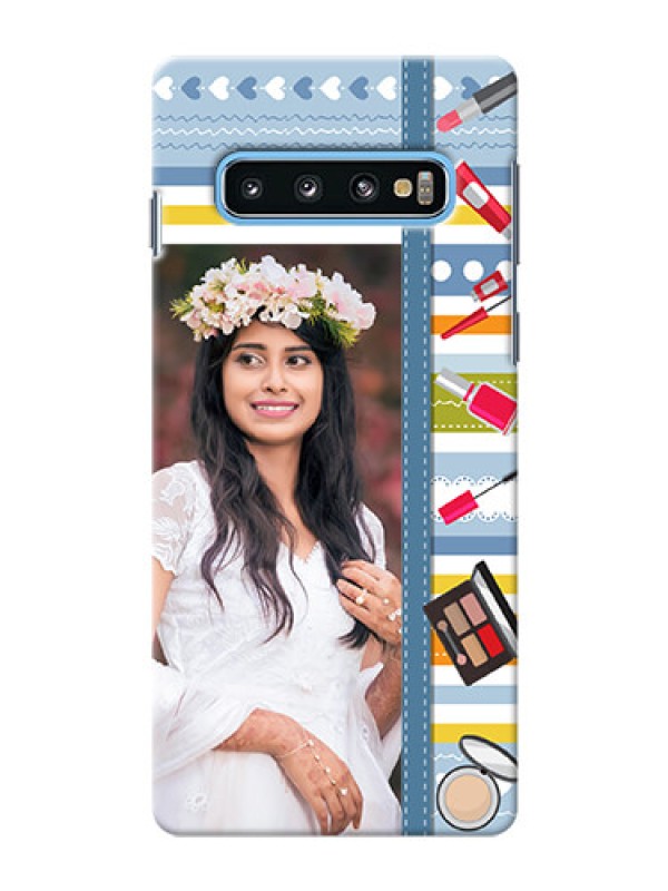 Custom Samsung Galaxy S10 Personalized Mobile Cases: Makeup Icons Design