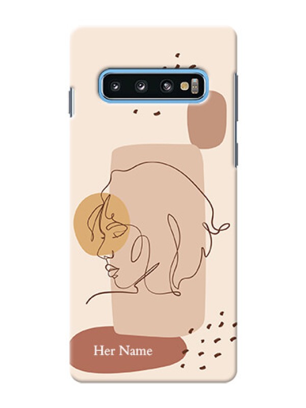 Custom Galaxy S10 Custom Phone Covers: Calm Woman line art Design