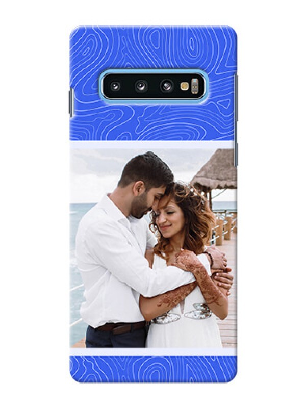 Custom Galaxy S10 Mobile Back Covers: Curved line art with blue and white Design