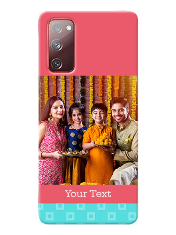 Custom Galaxy S20 FE 5G Mobile Back Covers: Peach & Blue Color Design