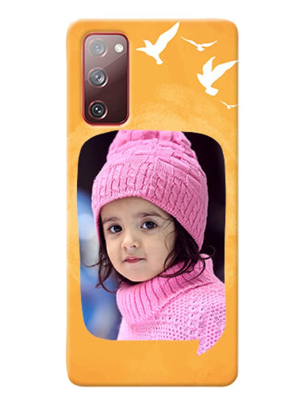 Custom Galaxy S20 FE 5G Phone Covers: Water Color Design with Bird Icons